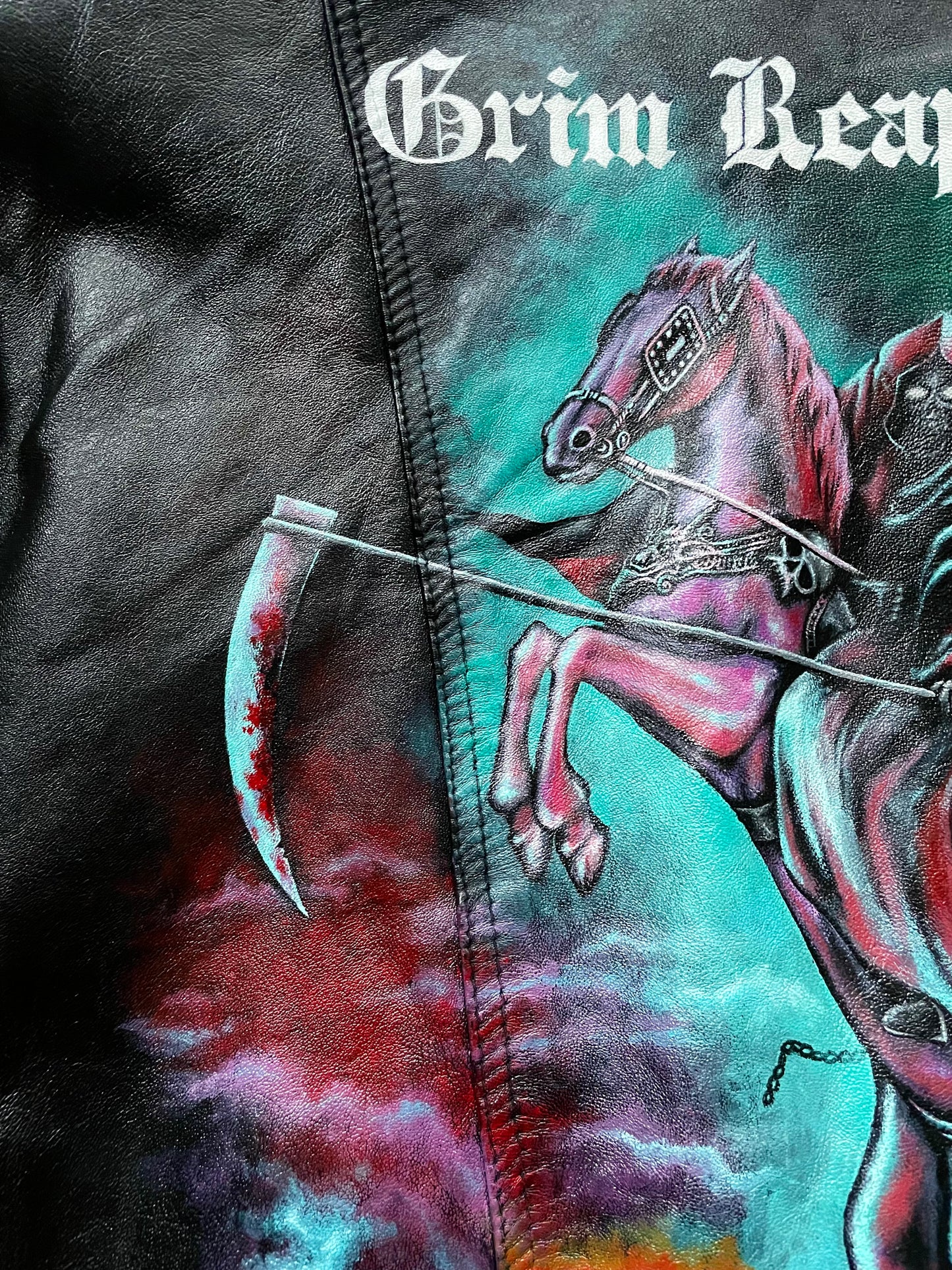 See You In Hell Handpainted Leather Jacket