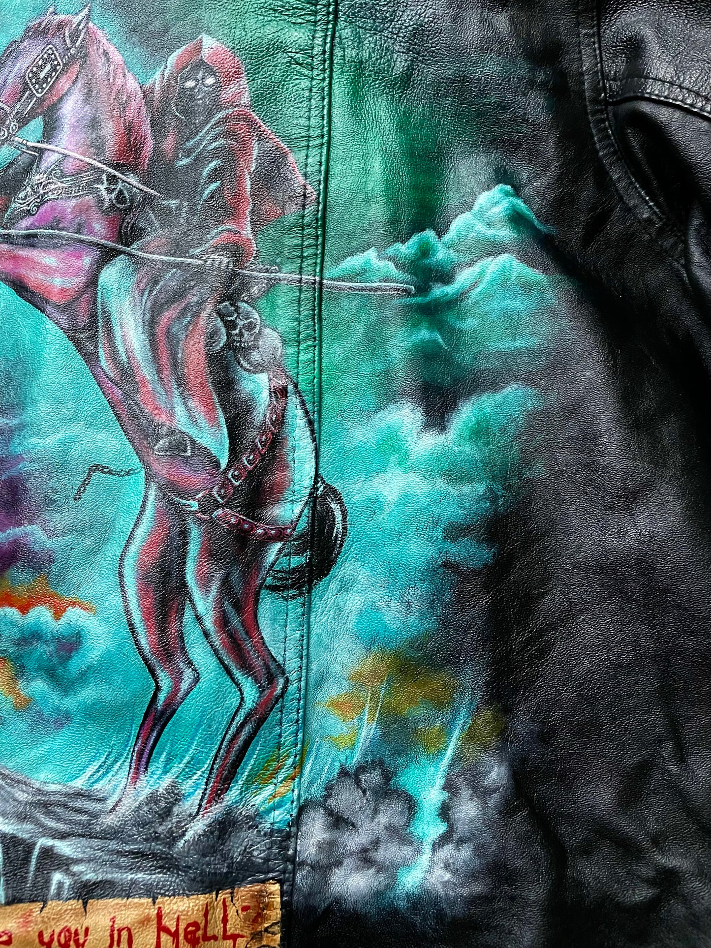 See You In Hell Handpainted Leather Jacket