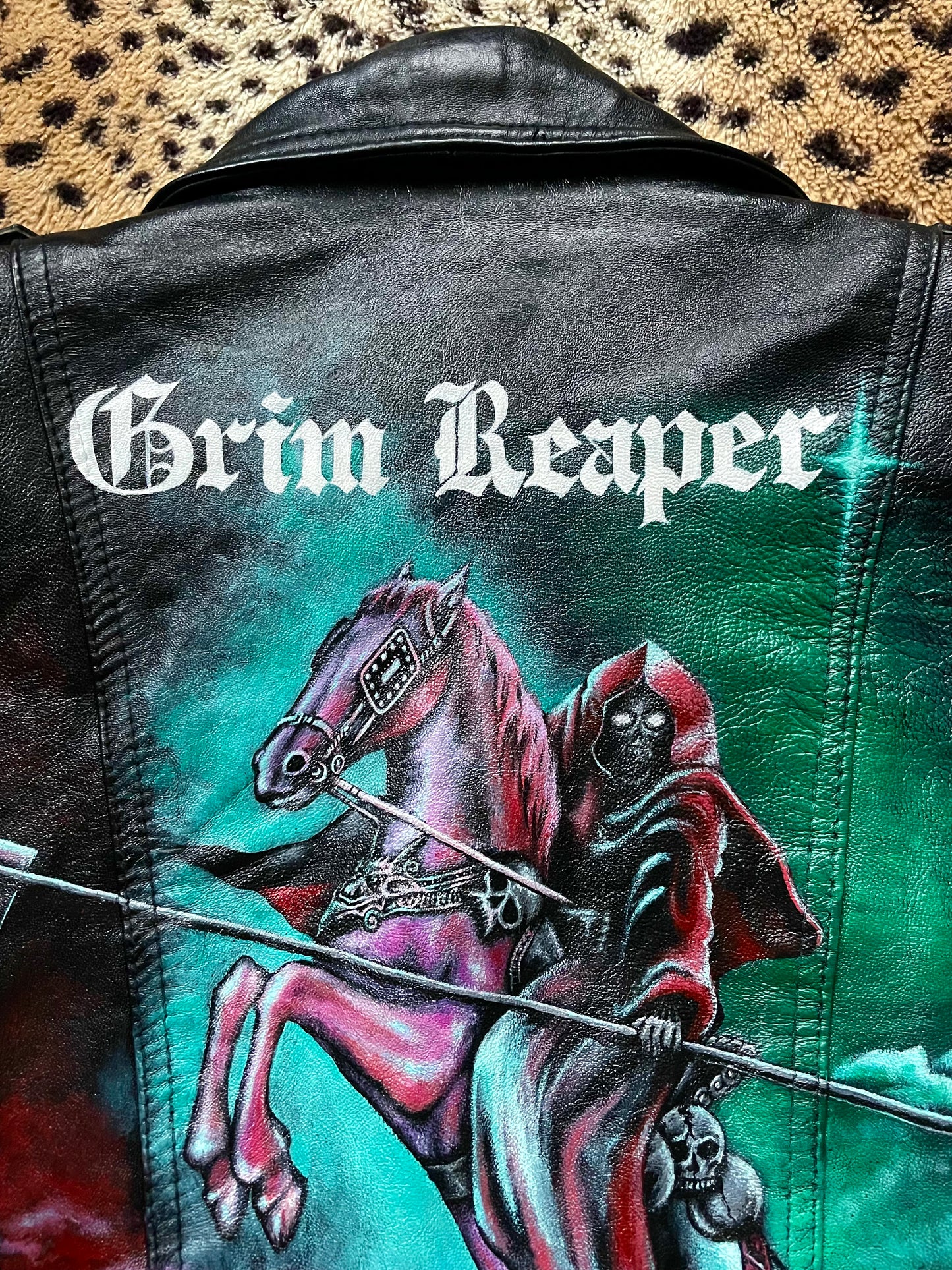 See You In Hell Handpainted Leather Jacket