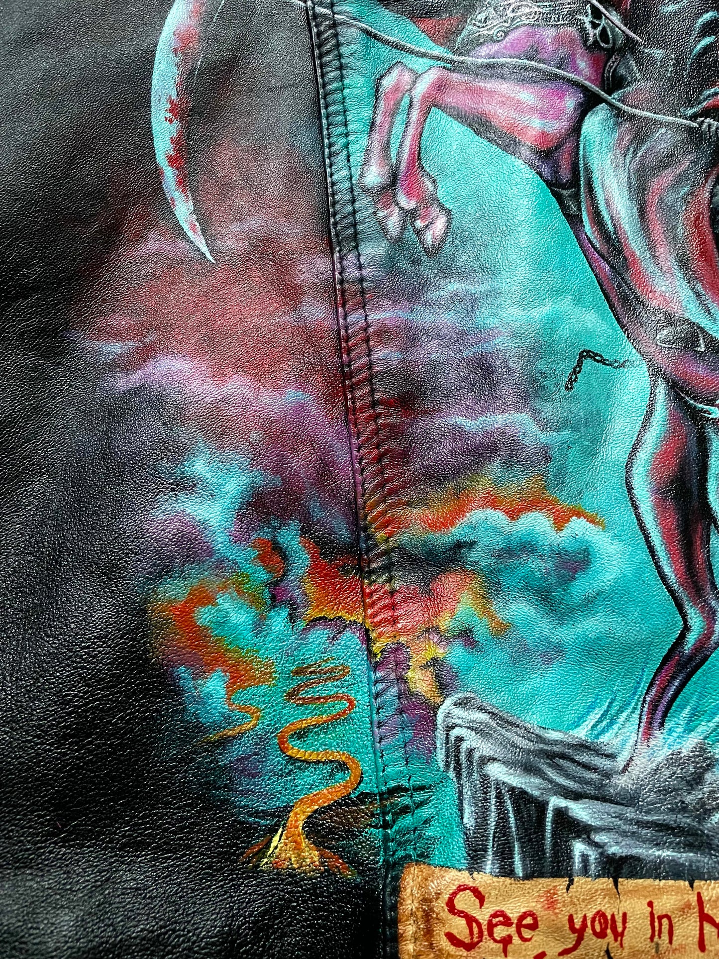 See You In Hell Handpainted Leather Jacket