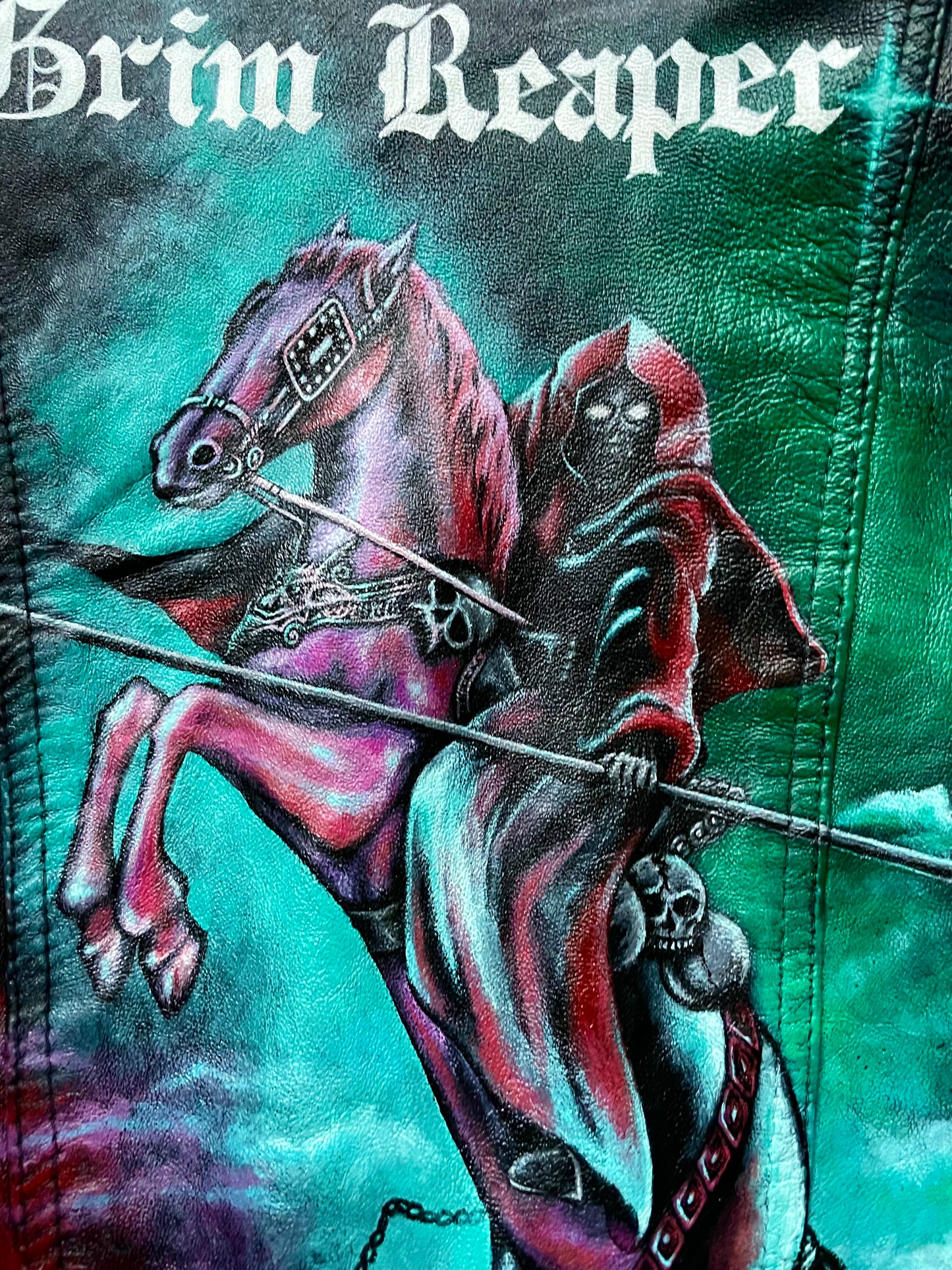 See You In Hell Handpainted Leather Jacket