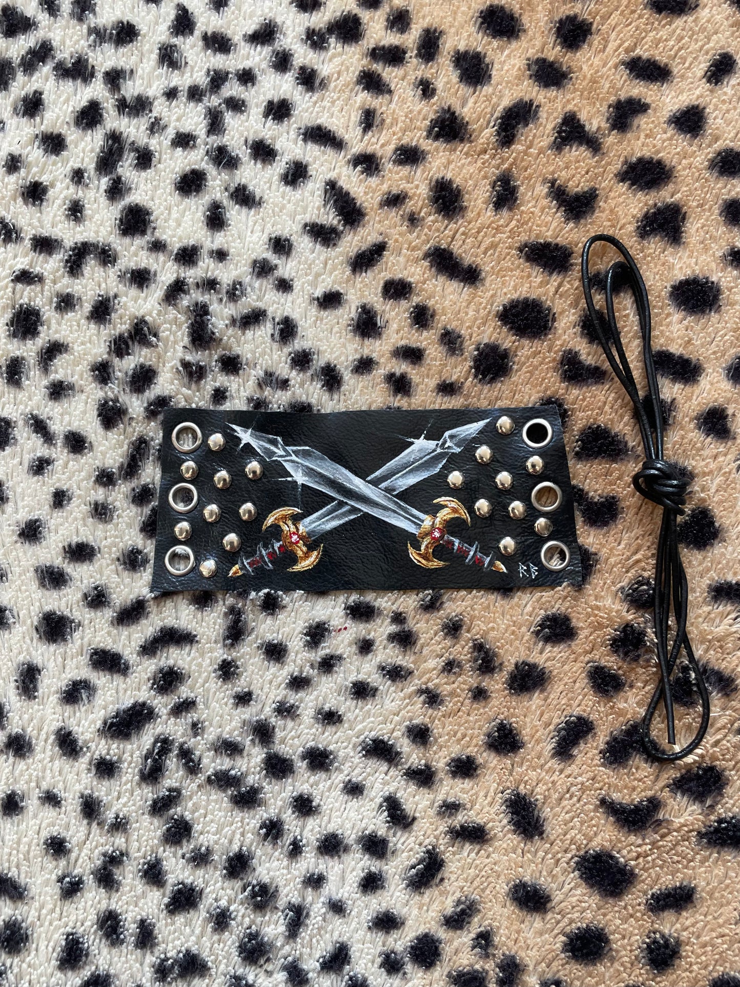 Raise Your Fist Handpainted Leather Cuff