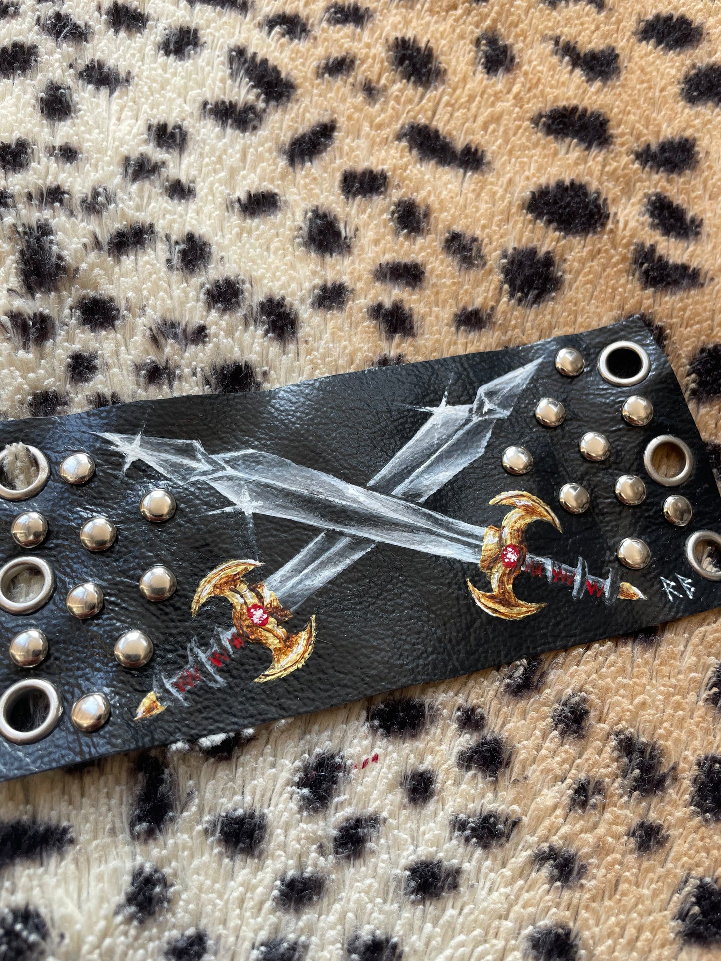 Raise Your Fist Handpainted Leather Cuff
