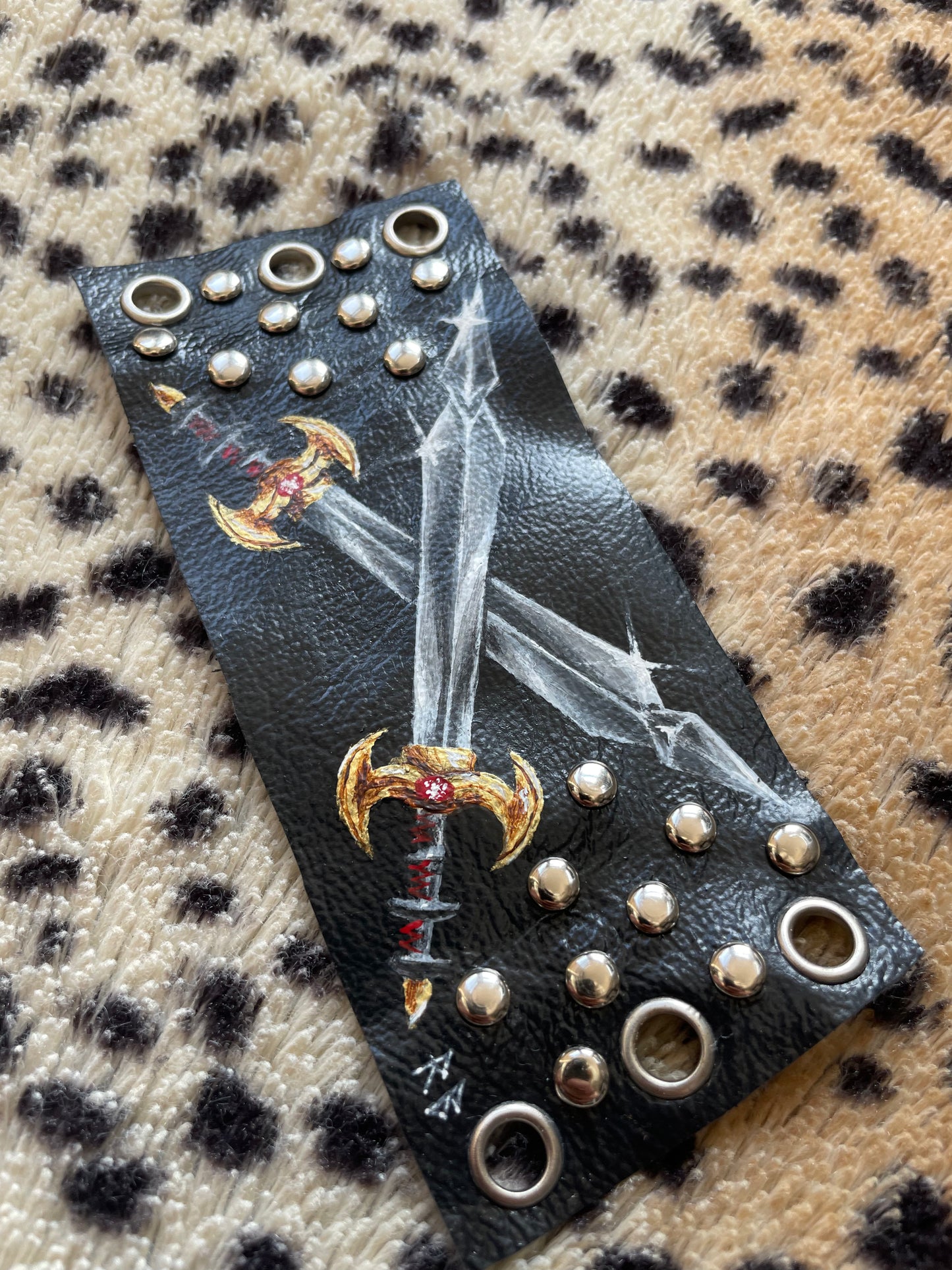 Raise Your Fist Handpainted Leather Cuff
