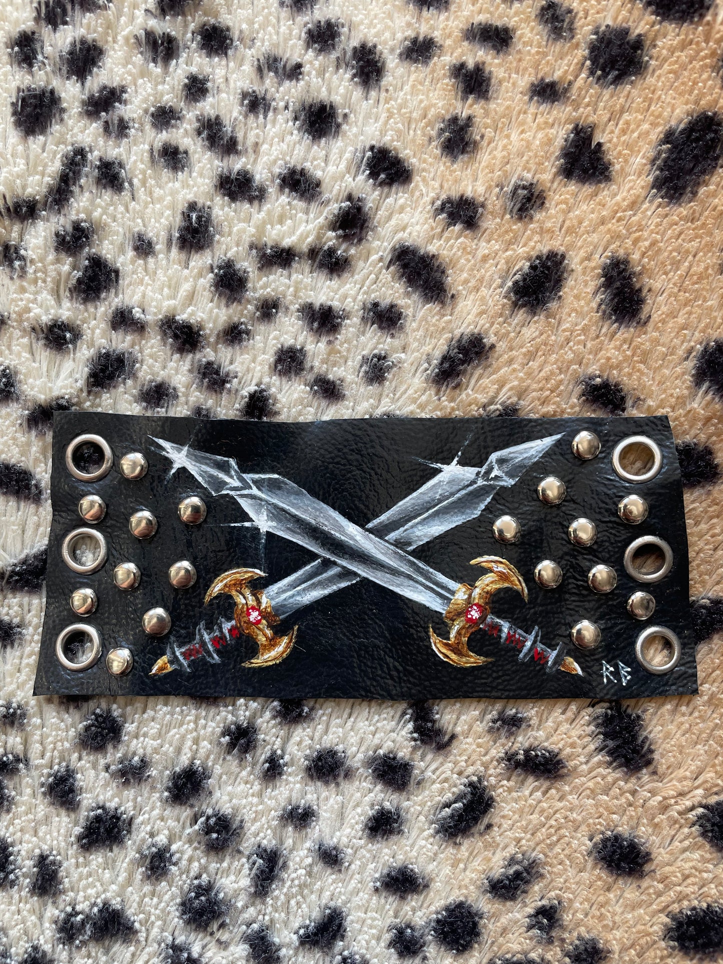 Raise Your Fist Handpainted Leather Cuff
