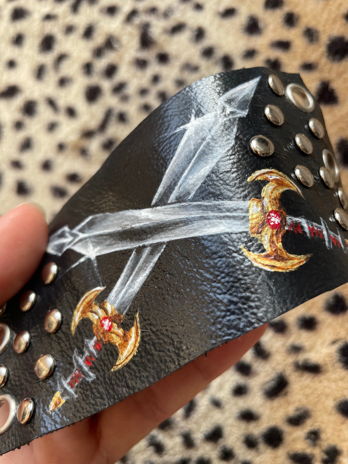 Raise Your Fist Handpainted Leather Cuff