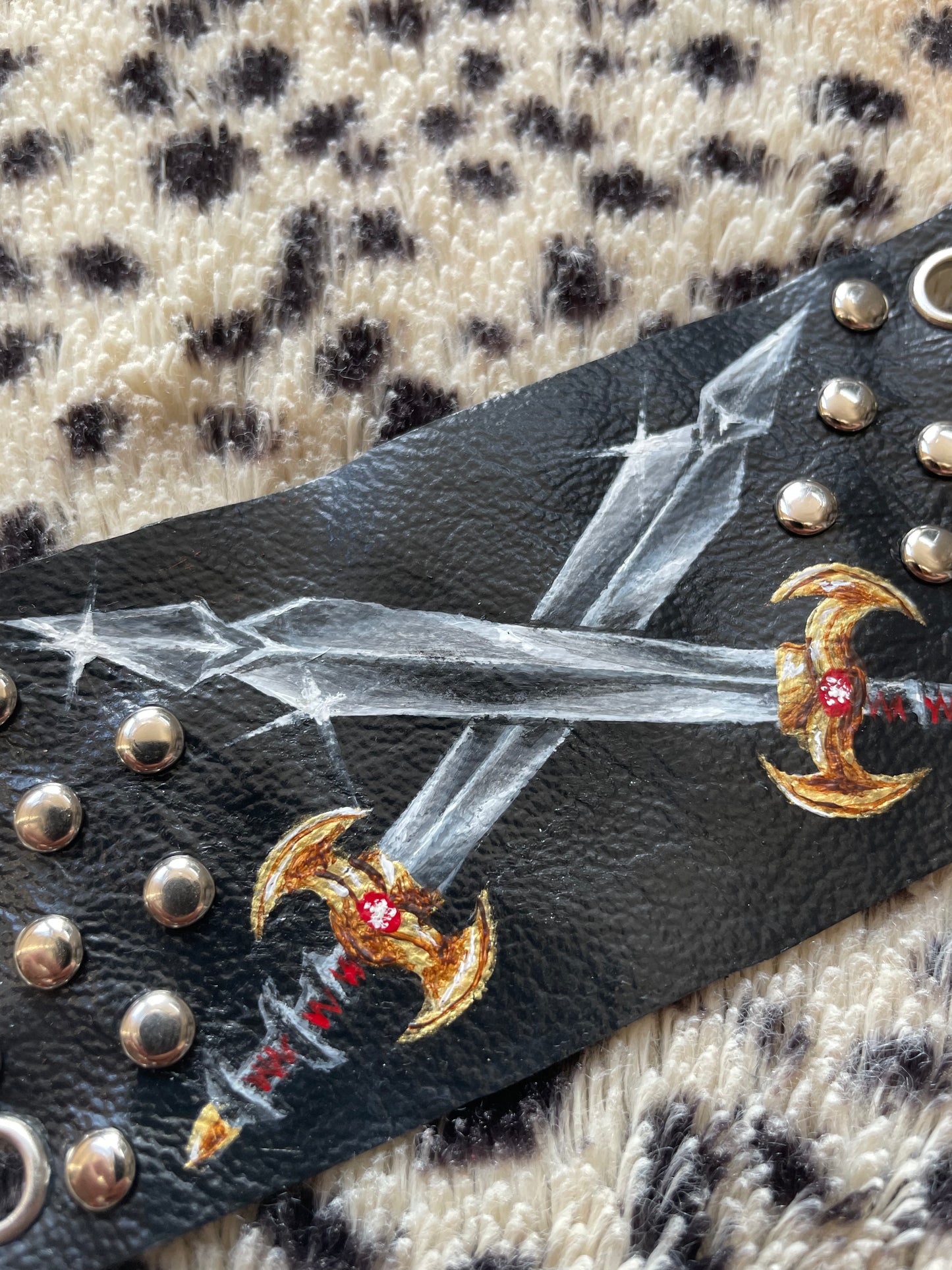 Raise Your Fist Handpainted Leather Cuff
