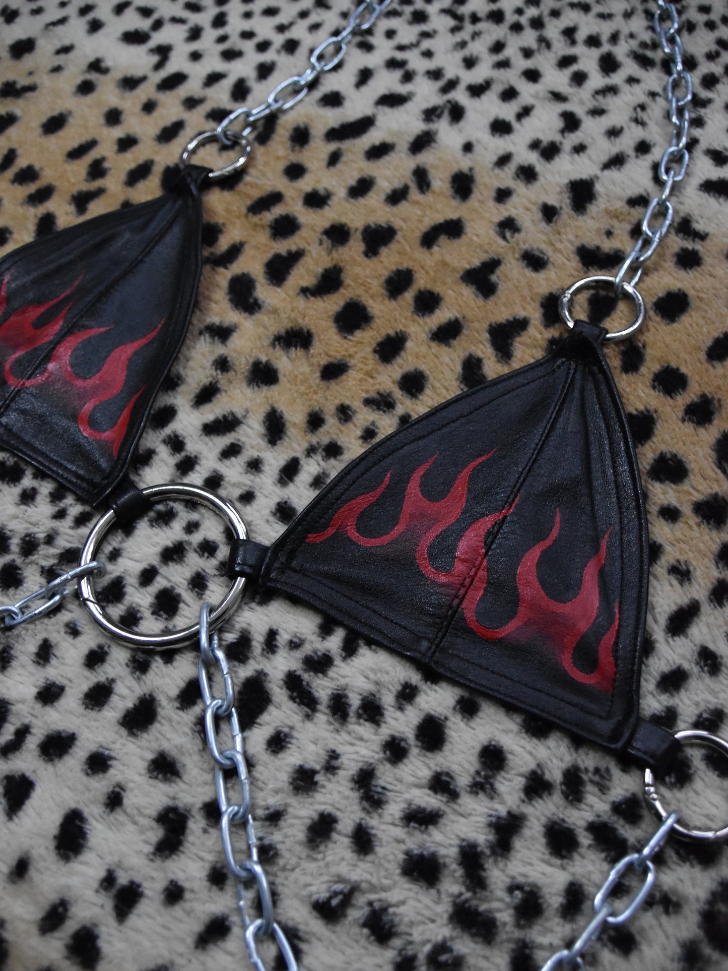 Vixen Handpainted Leather Bra Top (two-of-a-kind)