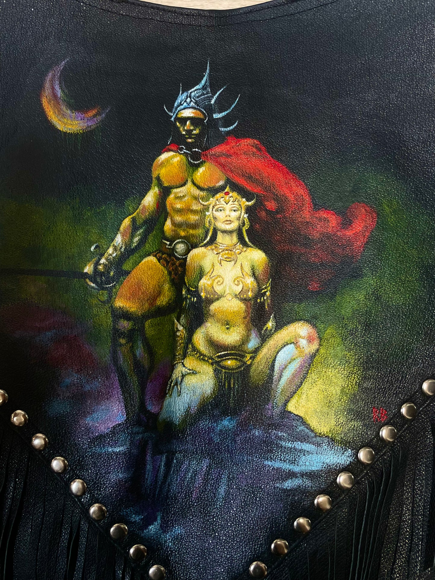 Swordsman of Mars handpainted leather vest