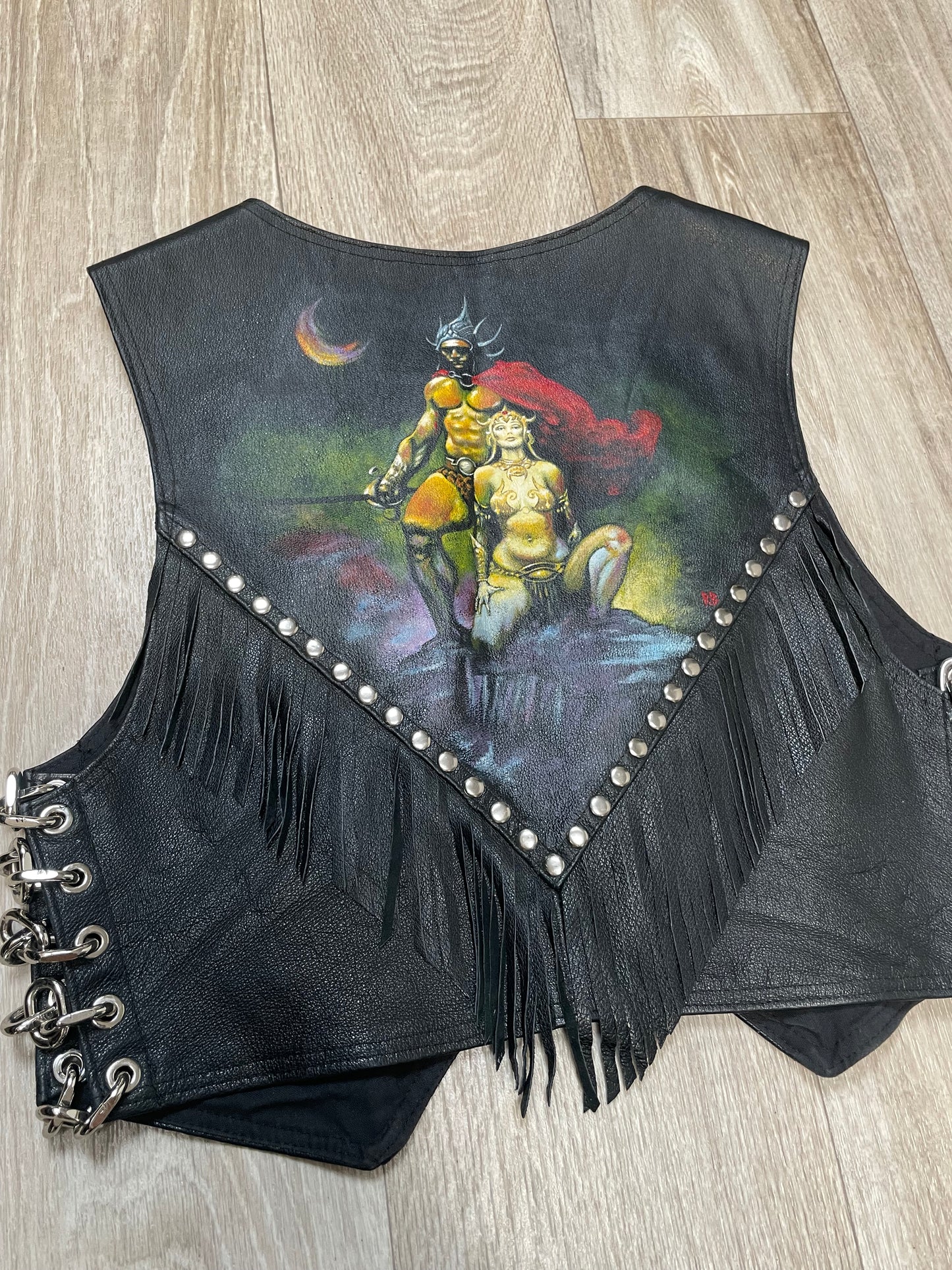 Swordsman of Mars handpainted leather vest