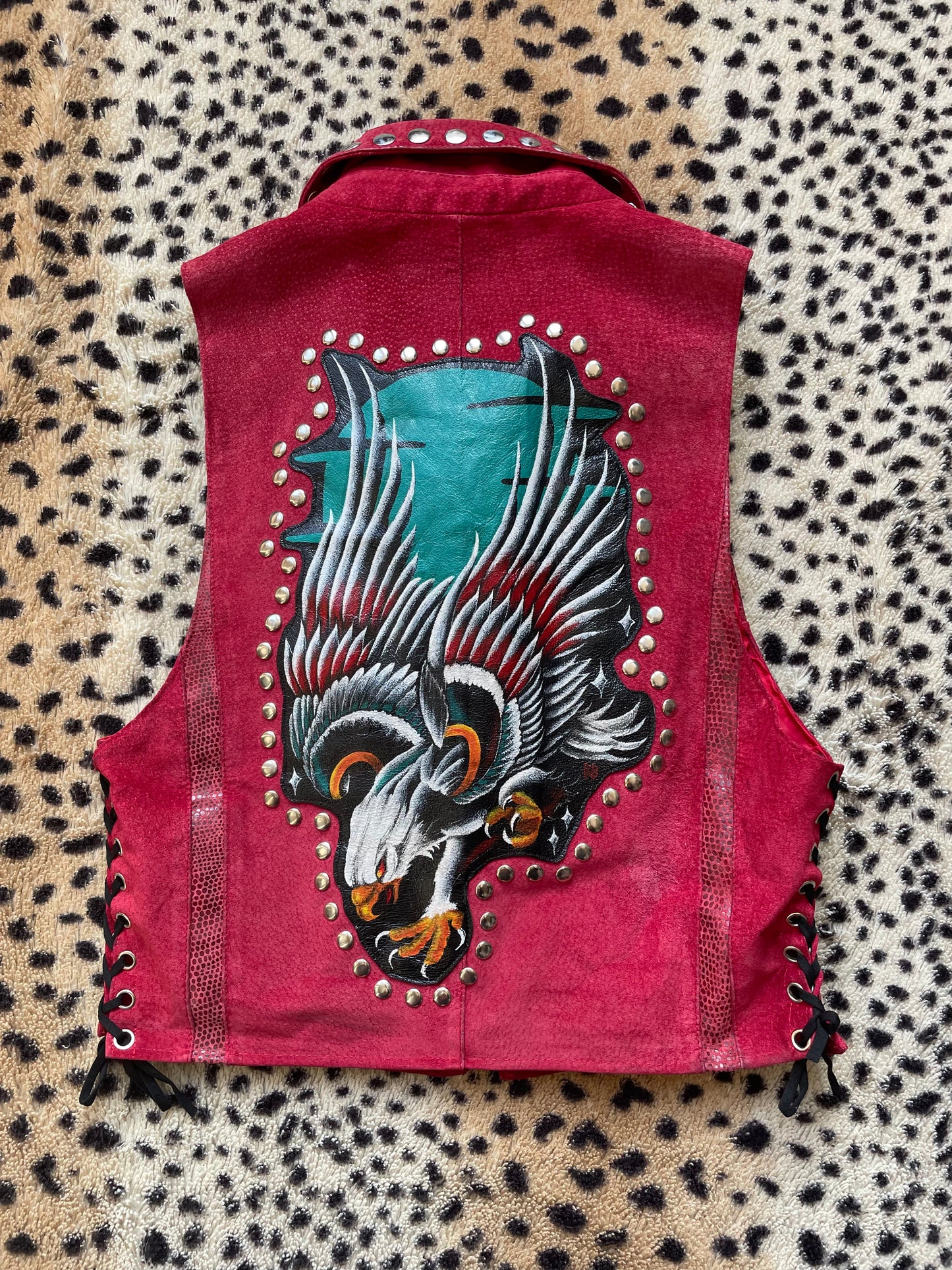 Free Bird Handpainted Leather Vest Top