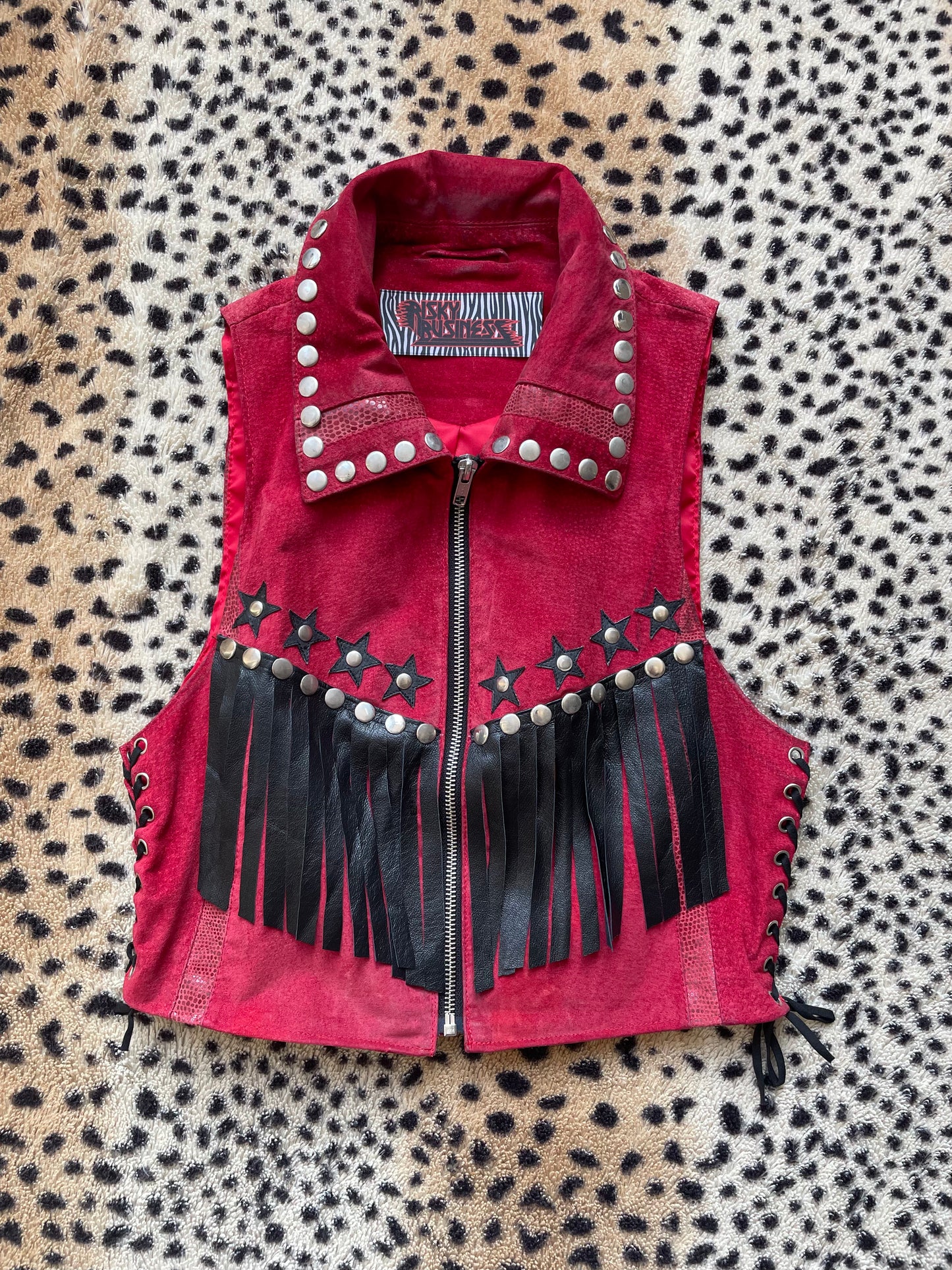 Free Bird Handpainted Leather Vest Top