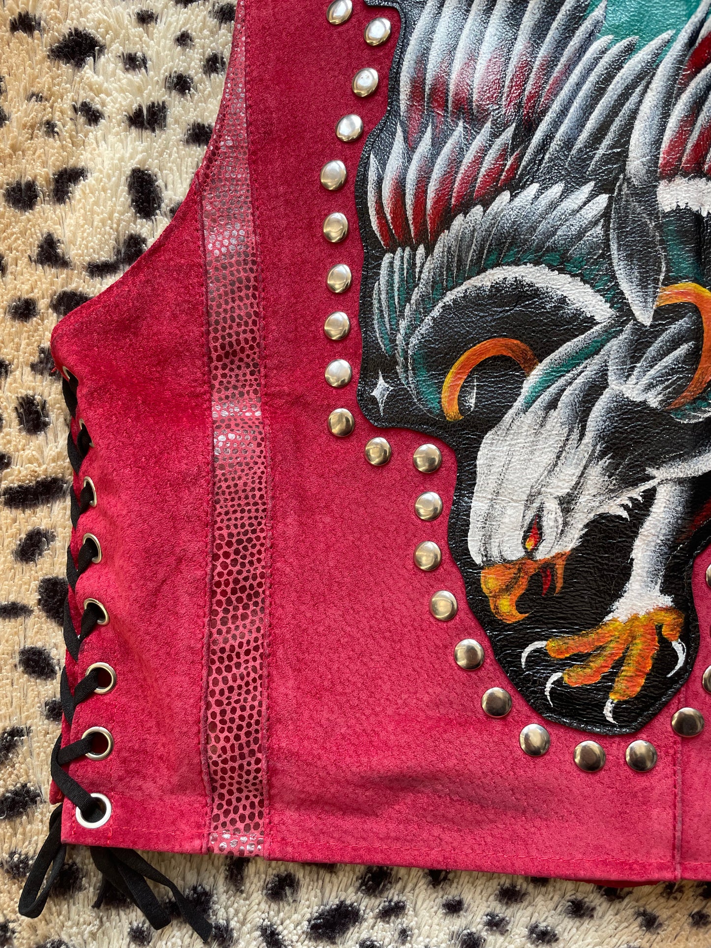 Free Bird Handpainted Leather Vest Top