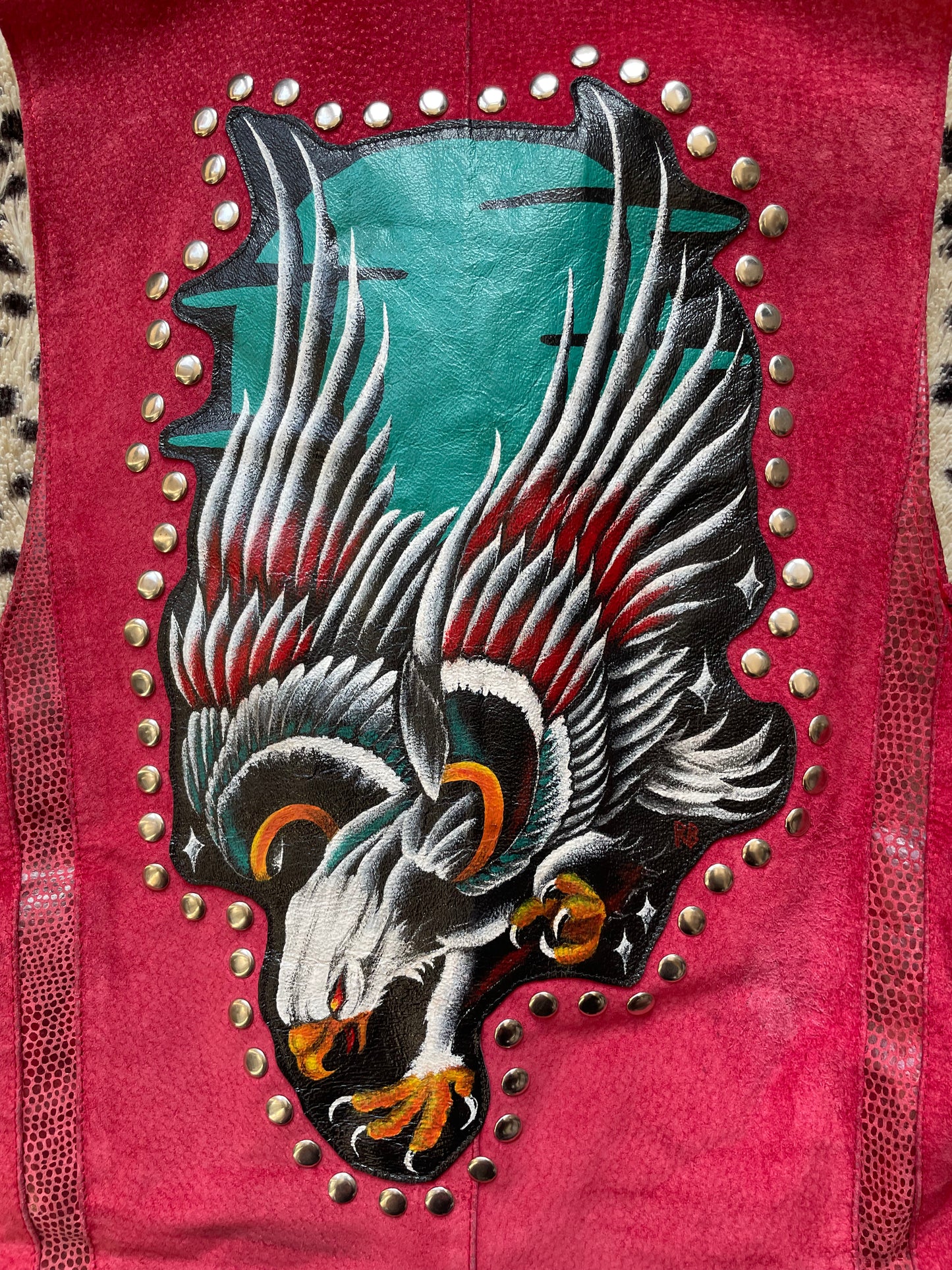 Free Bird Handpainted Leather Vest Top