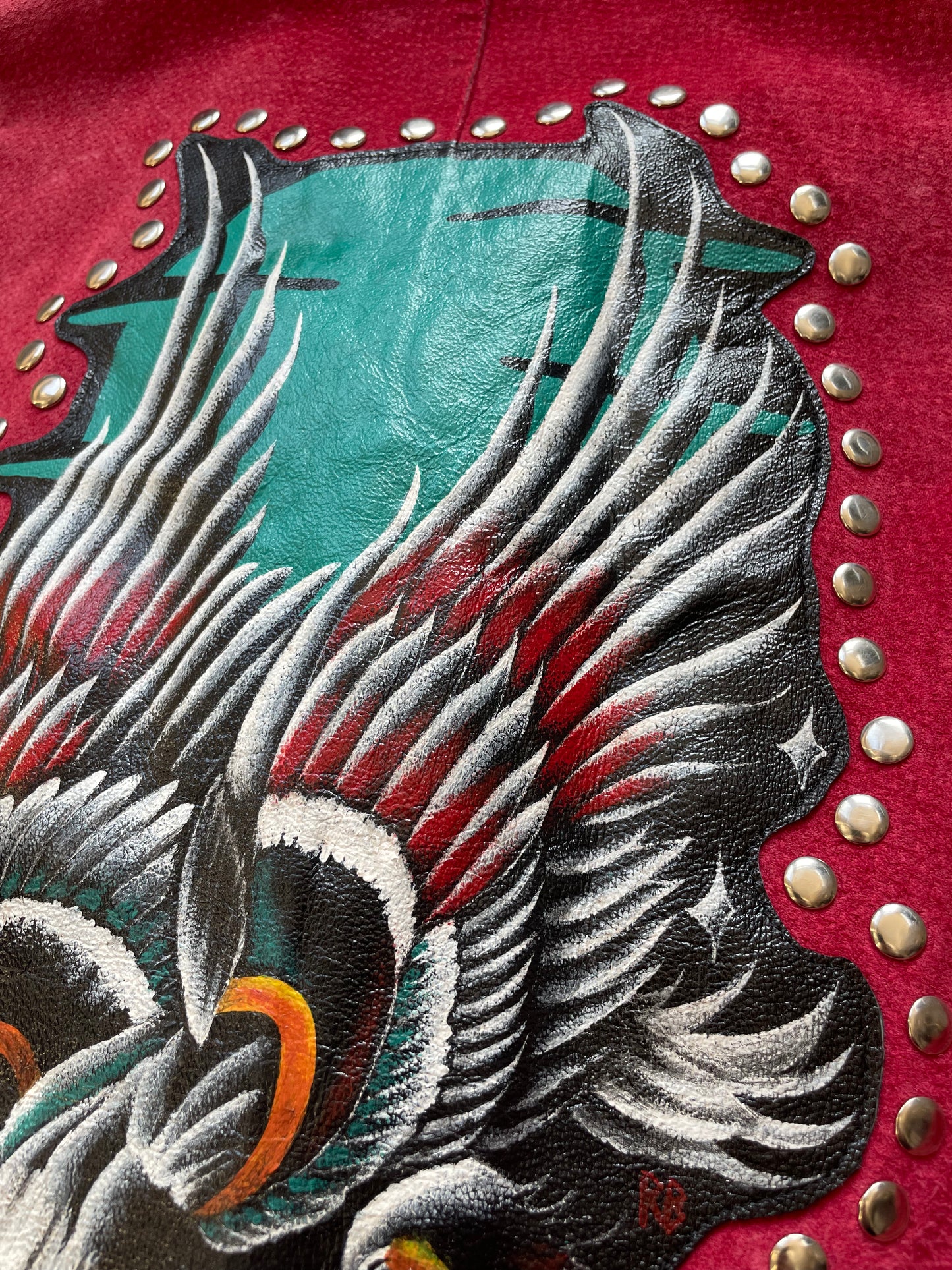 Free Bird Handpainted Leather Vest Top